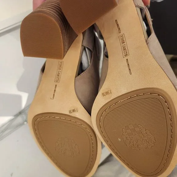 Vince Camuto Grey Leather " Bernida" Peep toe Heeled Sandals. NIB. Size Various - Picture 7 of 11